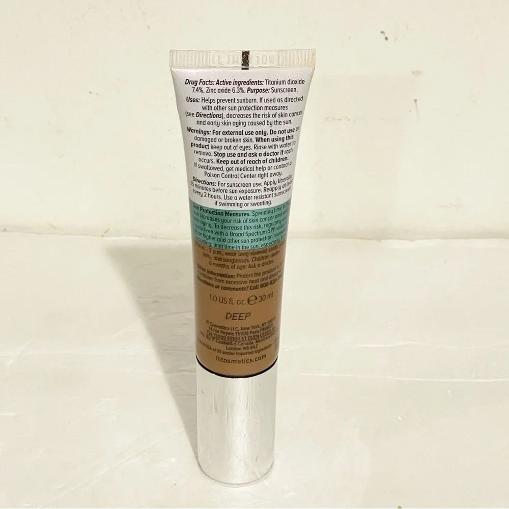 It Cosmetics Bye Bye Foundation Oil-Free Matte Full‎ Coverage Moisturizer Deep